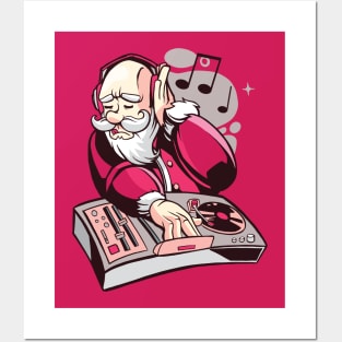 Cartoon DJ Santa Claus Posters and Art